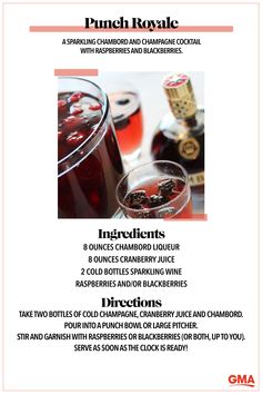 an advertisement for punch royale with ingredients