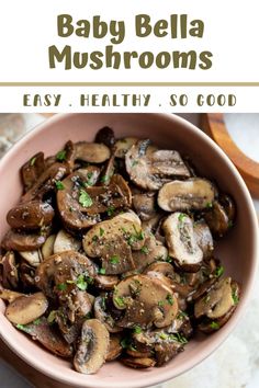 a bowl filled with mushrooms on top of a table