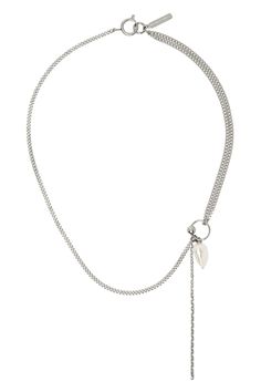 Justine Clenquet: Silver Larry Necklace | SSENSE Silver Lariat Pearl Chain Necklace, Rich Stuff, Justine Clenquet, Drop Logo, Curb Chain Necklace, Curb Chain, Cable Chain, Spring Rings, Faux Pearl