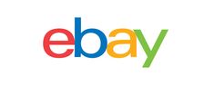 the ebay logo is shown in multicolored letters on a white background,