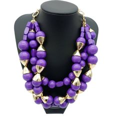 Purple & Gold-Tone Noho Three-Layer Statement Necklace Designer Amrita Singh Brand New With Tags A 3-Strand Necklace With Gold-Tone Brass Statement Necklace With Vibrant Resin Beads. Materials: Gold-Tone Brass And Resin Closure: Toggle Measurements: Length 17" - 19" Adjustable X Width 2" Allergy Information: Hypoallergenic Amrita Singh Discontinued Her Costume Fashion Jewelry Line In 2022. However, She Has Since Shifted Her Focus Exclusively To Her Fine Jewelry Line. If You Are A Fan Of Her Cost Purple Beaded Necklace With Large Beads For Party, Luxury Multicolor Amethyst Necklace, Purple Large Beaded Necklace, Luxury Purple Statement Necklace, Elegant Purple Multi-strand Beaded Necklaces, Elegant Yellow Multi-strand Necklace, Elegant Purple Multi-stone Necklaces, Brass Chain Necklace, Floral Statement Necklace