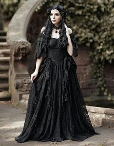 Vintage Victorian Gothic Black Wedding Dress Lace Off Shoulder Bridal Gowns Sweetheart Floor Length Garden Bride Dresses on Storenvy Victorian Lace Dress, Gothic Victorian Dresses, Black Lace Wedding Dress, Yennefer Of Vengerberg, Gothic Wedding Dress, Goth Wedding, Victorian Goth, Gothic Victorian, Victorian Lace