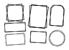 a set of four different frames on a white background with black lines and circles around them