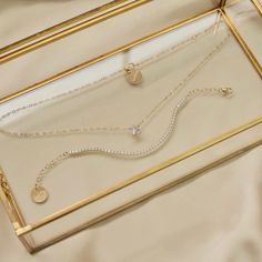 14k gold-filled necklace Accented with a pear drop crystal or regular crystal Necklace length: adjustable 16/18 inches Necklace Length, Glow Up?, Crystal Necklace, Gold Filled, Necklace Lengths, Pear, Crystals, Gold