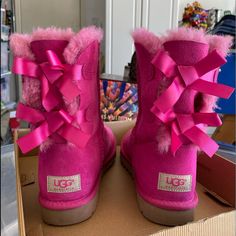 Ugg Size 6 Pink W Bailey Bow Bailey Uggs, Uggs Pink, Boots With Bows, Uggs Boots, Tall Uggs, Pink Uggs, Shoe Designs, Ugg Bailey, Handbag Essentials