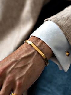 Free Returns ✓ Free Shipping✓. Fashionable and Popular Men Simple and Stylish Cuff Bangle Stainless Steel for Jewelry Gift and for a Stylish Look- Men Bangles at SHEIN. Mens Bracelet Gold Jewelry, Man Gold Bracelet Design, Mens Bangles, Mens Rings Fashion, Mens Cuff, Tattoo Bracelet, Mens Gold Jewelry, Jewelry Bracelets Gold, Mens Gold Bracelets