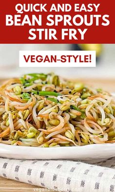 Vegan Chinese-inspired bean sprouts stir fry. Recipes With Bean Sprouts, Lunch For Summer, Stir Fry Vegan, Easy Vegan Lunch, Asian Stir Fry, Vegan And Gluten Free