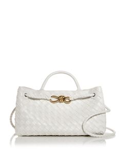 Bottega Veneta Small East West Andiamo Shoulder Bag High-end Top Handle Bag With Intrecciato Weave, White Intrecciato Weave Bag For Travel, White Intrecciato Weave Travel Bag, Luxury White Shoulder Bag With Intrecciato Weave, Luxury Satchel Bag With Intrecciato Weave, Luxury Satchel With Intrecciato Weave As Shoulder Bag, Elegant Satchel With Intrecciato Weave And Double Handle, Luxury White Intrecciato Weave Shoulder Bag, Designer White Bags With Intrecciato Weave