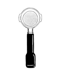 a black and white drawing of a bottle with a strainer