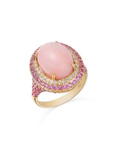 Bloomingdale's Fine Collection Pink Opal, Pink Sapphire & Diamond Statement Ring in 14K Yellow Gold Opal Diamond Engagement Ring, Pink Engagement, Pink Engagement Ring, Statement Rings Diamond, Jewelry Words, Yellow Gold Jewelry, Pink Opal, Sapphire Diamond, Pink Sapphire