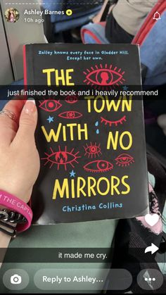 someone is holding up a book with no mirrors written on it and the caption reads, i just finished the book and i really recommend