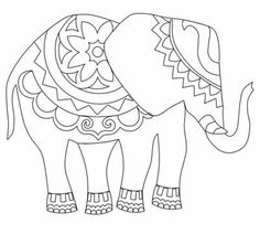 an elephant with patterns on it's body