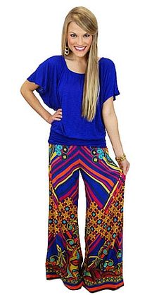 ADORABLE!!  New for Fall 2012 at www.shopbluedoor.com $42 Casual Stretch Patterned Pants, Casual Blue Bottoms With Vibrant Print, Casual Patterned Harem Pants For Spring, Patterned Relaxed Fit Bottoms With Elastic Waistband, Casual Wide Leg Pants With Bold Print, Patterned Bottoms With Elastic Waistband And Relaxed Fit, Relaxed Fit Patterned Bottoms With Elastic Waistband, Casual Summer Bottoms With Bold Print, Casual Bottoms With Bold Print For Summer