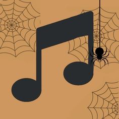 an image of music notes and spider webs