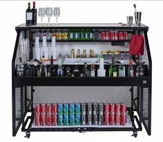 an image of a bar cart filled with drinks