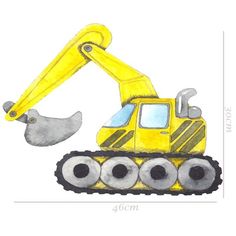 a drawing of a yellow construction vehicle