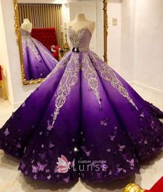 Purple Ball Gown, Purple Party Dress, Fest Outfits, Gaun Fashion, Fantasy Gowns, فستان سهرة, Satin Prom Dress