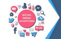 the words social media advertising surrounded by icons