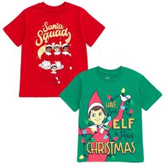 Celebrate the holidays in this adorable Elf on the Shelf Short Sleeve T-Shirt! Your child is on the good list this year and Santa’s scout elves have made sure to tell their best friend St. Nick. Your kid is ready for a festive and magical Christmas dressed in this short sleeve graphic tee shirt. Elf On The Shelf Shirt Patterns Free, Kids Christmas Shirts Boys Grinch, Boys Christmas Tshirt, Toddler Elf Shirt, Elf T Shirt, Boy Activewear, Soft Clothes, Kids Clothes Boys, Toddler Christmas