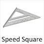 the speed square logo is shown in black and white, as well as an image of a