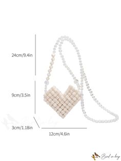 BirdinBag - Chic Heart-shaped Crossbody Bag with Beads and Transparent Woven Strap, Perfect for Casual Holidays Bag With Beads, Dating Gifts, Chic Crossbody Bag, Holiday Beading, Barrel Bag, Novelty Bags, Beaded Bag, Elegant Pattern, Word Wrap