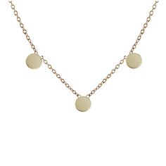 DISK TRIO NECKLACE Trio Necklace, Solid Yellow, Pearl Necklace, Gold Necklace, Size 4, Yellow Gold, Yellow, Gold