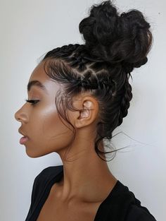 Aesthetic Braided Hairstyle, Elegant Black Women Hairstyles, Hairstyle For Formal, Braid Aesthetic, Box Dreads, Elegant Braids, Perfect Curly Hair, Braided Styles, Braided Bun Hairstyles