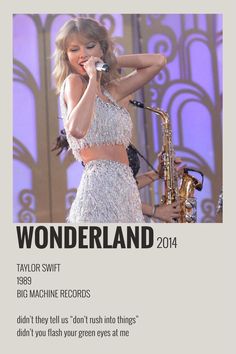 taylor swift on stage with saxophone in hand and text describing her performance at the 2013 billboard awards