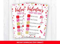 valentine's candy dice game printable