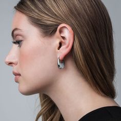 This sleek drop earring set is marked by subtle curves, featuring rounded corners and a tapering shape that adds a sense of weight and dimension to any outfit. Finished with a hinging mechanism. Materials: Stainless Steel. Set of two. Drop Earring, Chain Ring, Rounded Corners, Ring Earrings, Earring Set, Sense, Sleek, Drop Earrings, Stainless Steel