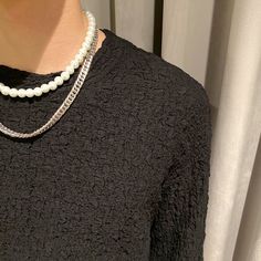 Pearl chain length: about 40cmCuban chain length: about 54cm Natural Pearl Necklace, Contact Lenses Colored, Pearl Chain, Photo Colour, Natural Pearls, Chain Lengths, Chain Length, Hair Pins, Silver Chain