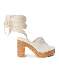 in stock Cream Platform Sandals With Round Toe, Cream High Heel Sandals For Summer, Cream Sandals With Ankle Strap For Summer, Cream Closed Toe Heels For Summer, Summer Cream Platform Sandals, Summer Cream Open Heel Shoes, Cream Platform Sandals For Summer, Summer Cream Open Toe Heels, Beige Lace-up Sandals With Heel Strap