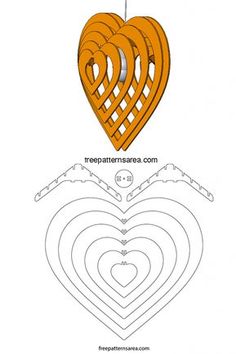 an orange heart shaped basket hanging from a wire with the words free pattern maker com on it