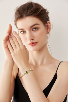 ✧ Material: 24K Yellow Gold Filled | 925 Sterling Silver ✧ Stone: Green Diamond Simulant ✧ Size Guide Emerald Bracelet, Gold Bond, Diamond Simulant, Green Diamond, Soft Suede, Cleaning Clothes, Natural World, Timeless Elegance, Gold Filled