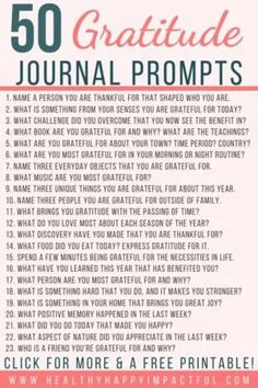 a poster with the words 50 gratitude journal prompts