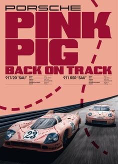 the pink pig race car on track