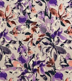 an image of a flowery fabric with purple and pink flowers on it's side