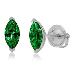 1 ct Brilliant Marquise Cut Solitaire Studs Emerald White Gold Earrings Screw back Classic Green Sterling Silver Diamond Earrings, Green Marquise Earrings For Formal Occasions, Green Marquise Fine Jewelry Earrings, Fine Jewelry Green Marquise Earrings, Green Marquise Earrings In Fine Jewelry Style, Green Marquise Earrings Fine Jewelry, Formal Green Marquise Jewelry, Green Marquise Birthstone Jewelry, Green Marquise Sterling Silver Jewelry