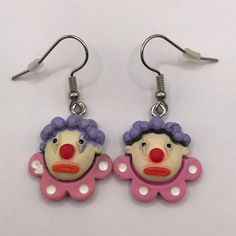 The Perfect Halloween Creepy Clown Earrings! They Are A Mix Of Creepy And Whimsical! They Are Made From Resin. They Are Nwot But They Have Some Flaws. Please See The Photos For Details And Approximate Measurements! Ask Me Any Questions! Check Out My Page For More Fun Jewelry Pieces! Clown Necklace, Clown Earrings, Silly Clown, Clown Accessories, Creepy Earrings, Crazy Earrings, Halloween Creepy, Creepy Clown, Anime Room