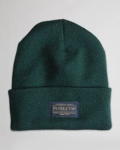 A Classic Beanie In A Soft, Stretchy Ribbed Knit With Pendleton Logo Patch On The Turn-Back Brim. Acrylic Hand Wash Made In USA Of Imported Material | PENDLETON BEANIE Winter Days, Winter Day, Patch Logo, Ribbed Knit, Made In Usa, 50 %, Hand Wash, Turn Ons, Knitting