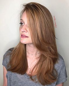 Ginger Red Thin Layered Hairstyle Long Straight Hair Layers, Straight Hair Layers, Straight Hairstyles For Long Hair, Long Length Hair, Hair Adviser, Caramel Color