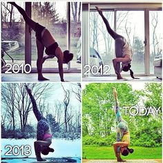 four different pictures of people doing yoga in front of a window with the year 2012 - 2013 written on them