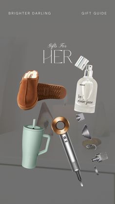 an advertisement for a hair dryer and other items that are in the shape of shoes