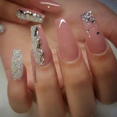 acrylic nails coffin Glitter Nail Extension Designs, Nails Extension Designs For Bride, Lavender Colour Nails, Wedding Nail Art Design Bridesmaid, Wedding Nail Extensions, Nail Extensions For Wedding, Nail Wedding Designs, Nail Extensions For Bride, Wedding Nail Art Design For Bride