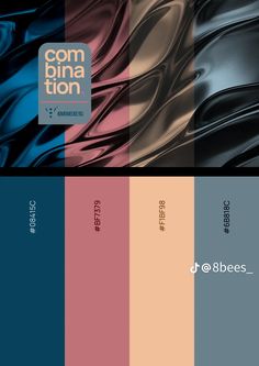 the color scheme for com bina ton is shown in shades of blue, pink and brown