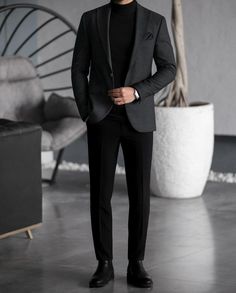 Style with cause. Business Men Outfits Suits, Casual Blazer Outfits Men Wedding, Black Smart Casual Men’s Outfit, Black Formal Attire For Men, Mens Business Casual Outfits Winter, Formal Black Outfit, Black Blazer Outfit Men, All Black Formal Outfits, Black Men Casual Style