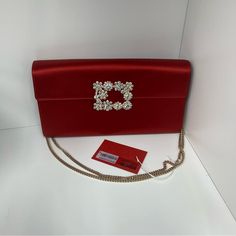 Brand New With Tags Roger Vivier Purse. Comes With Original Box And Dust Bag. Luxury Rectangular Clutch For Dinner, Luxury Rectangular Evening Bag For Dinner, Luxury Clutch Evening Bag For Dinner, Luxury Envelope Evening Bag For Events, Designer Envelope Evening Bag, Chic Red Clutch For Formal Occasions, Designer Red Evening Bag For Party, Chic Red Evening Bag For Events, Designer Evening Envelope Bag