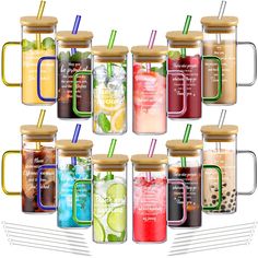 there are many different types of drinks in mason jars