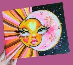 Spiritual Paintings Canvases, Trippy Paintings, Hippie Designs, Pop Art Drawing, Trippy Painting, Canvas Drawing, Hippie Painting, Cute Canvas Paintings, Canvas Painting Designs