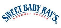 the logo for sweet baby rays gourmet sauces, which is also available in stores